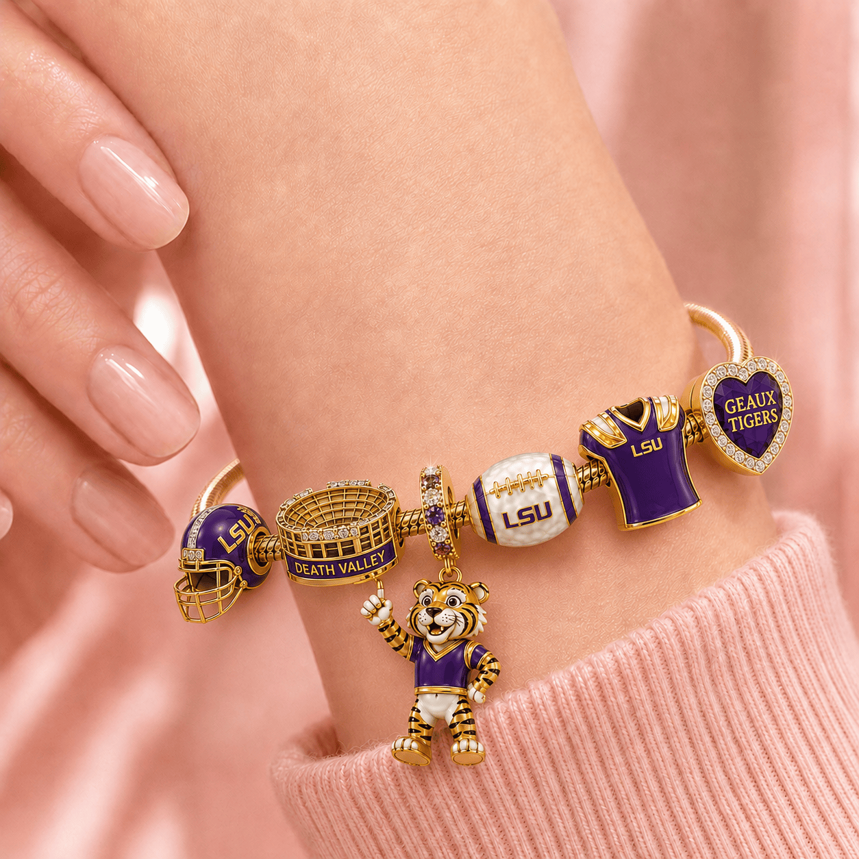 LSUT Gold Charm Bracelet Set TMH