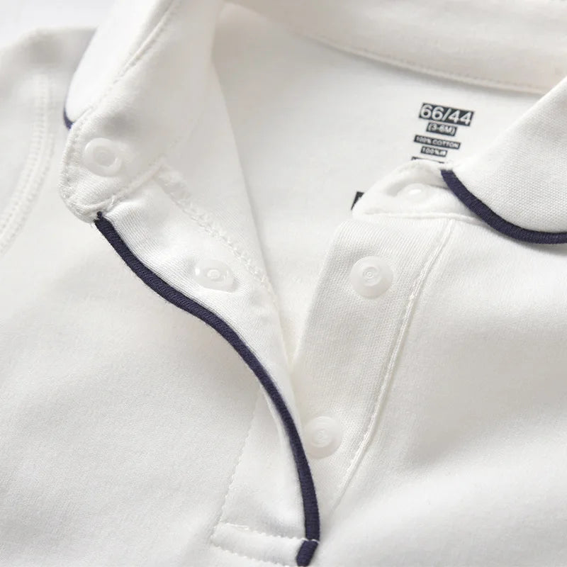 Newborn Baby Triangle Romper Boys Girls White Lapel Long Sleeve Jumpsuit Pure Cotton Clothes Infant Onesie