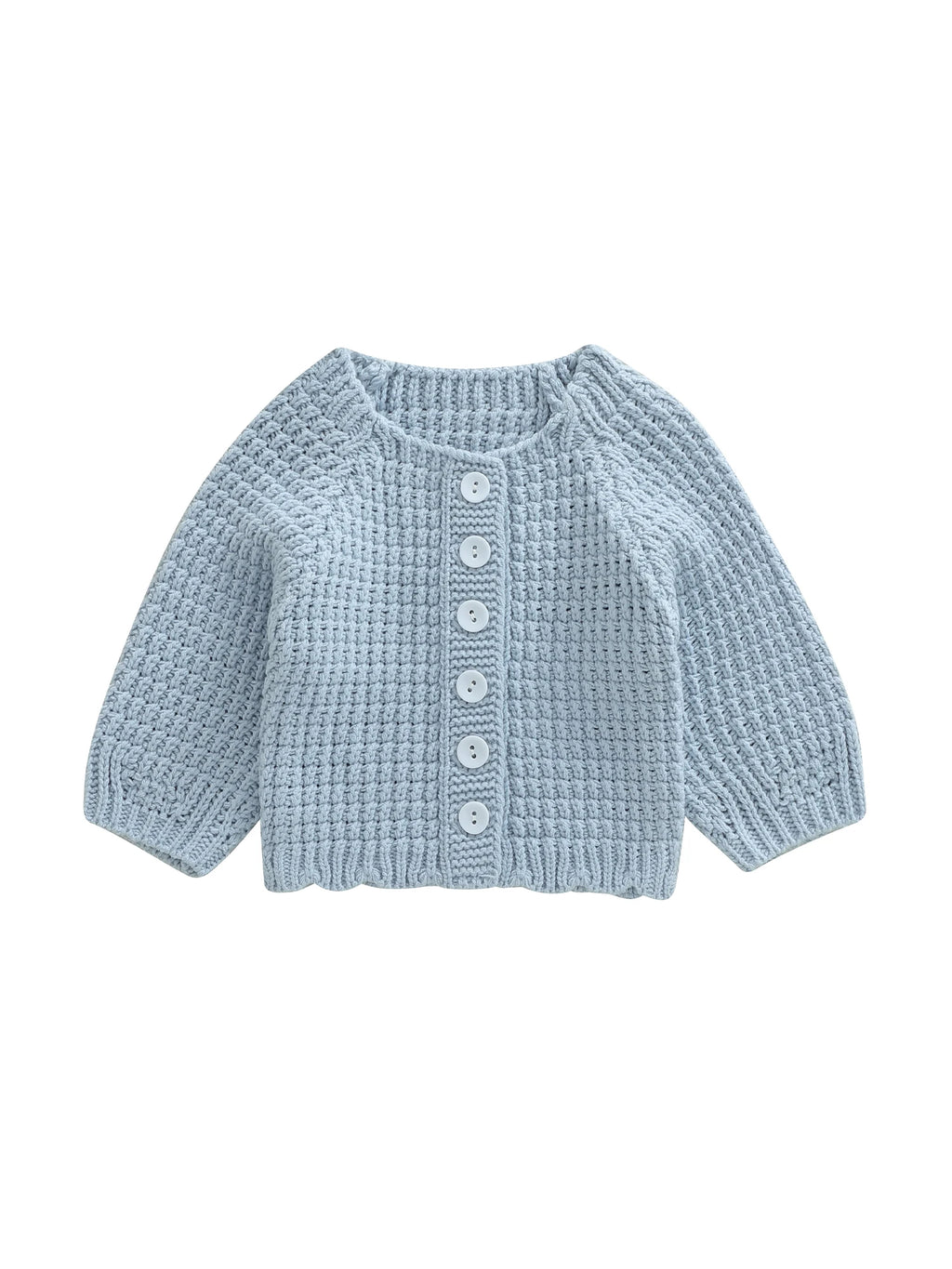 Toddler Baby Fall Cardigan Sweater Solid Color Button Down Crew Neck Long Sleeve Knitted Tops