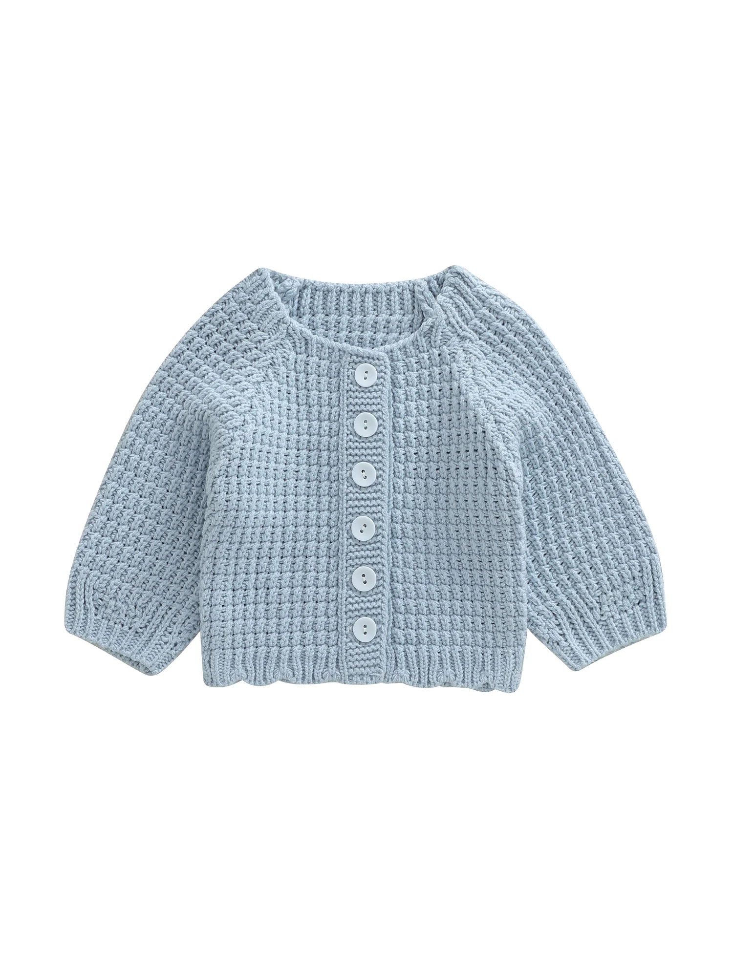 Toddler Baby Fall Cardigan Sweater Solid Color Button Down Crew Neck Long Sleeve Knitted Tops