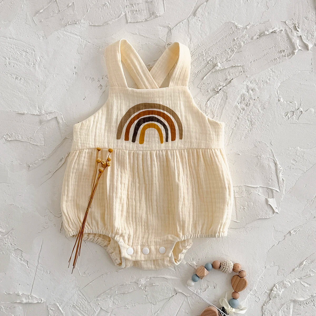 Summer Hot Baby Strap Jumpsuit Newborn Boys Girls Clothes Cute And Sweet Rainbow Embroidery  Romper Infant Bodysuit 0-18M